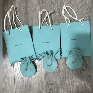 3 Authentic Tiffany & Co gift bags and jewelry pouch